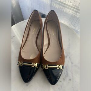 Laura Ashley Black and Brown Flats with Gold Accents